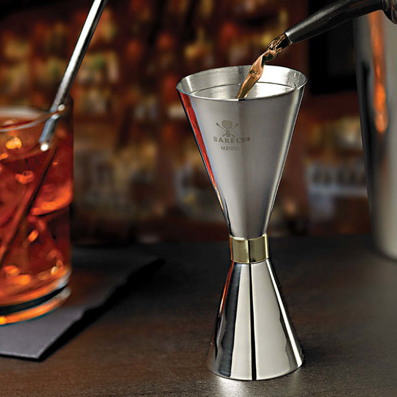 Slim Style jigger, rustfritt stål med gullbånd, 2 oz., Barfly