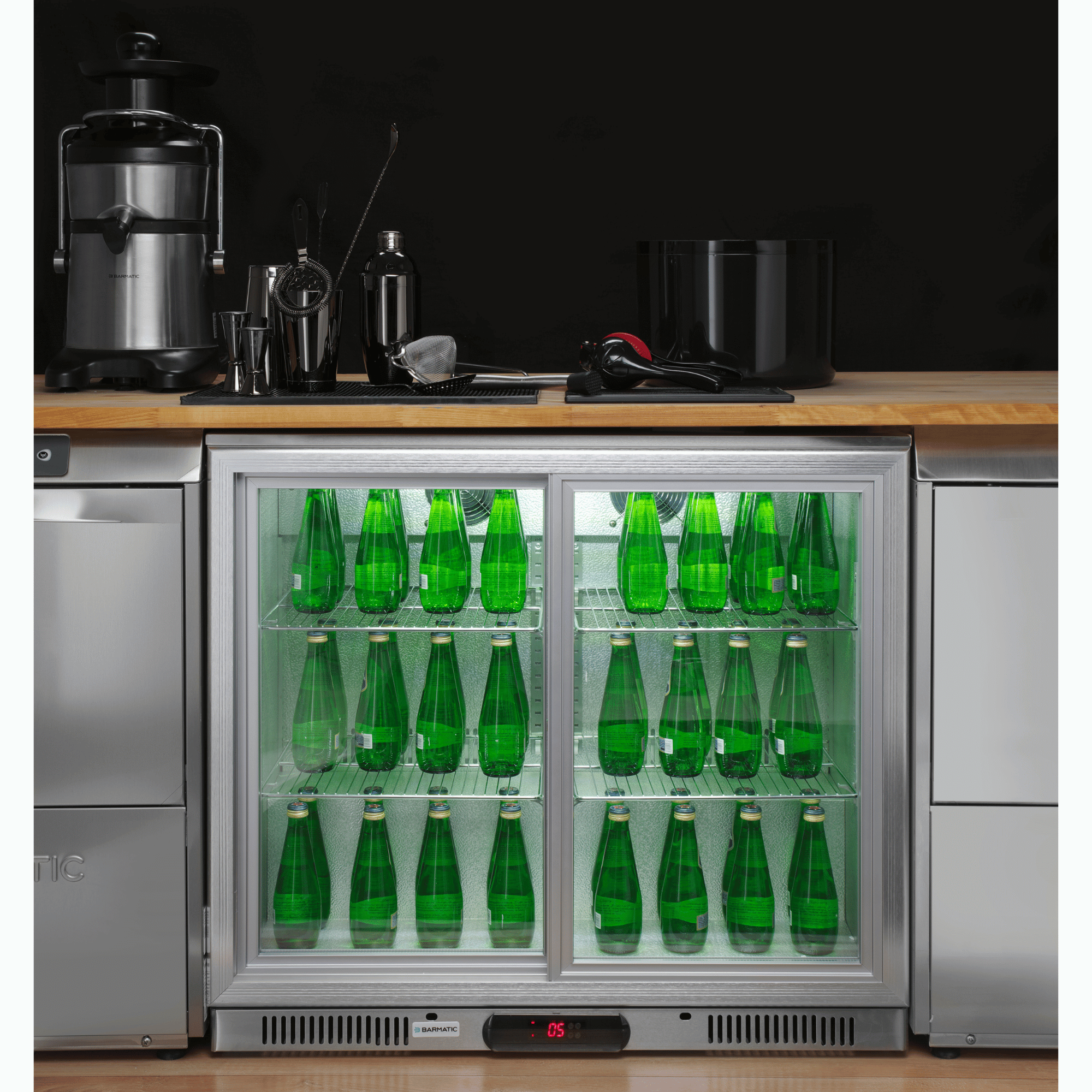 CANDOUR barkjøler 188L med skyvedør, 900x520x(H)835, svart