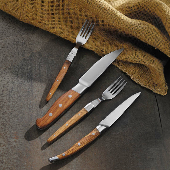 Biffkniv 260 mm, sett med 6 i gaveeske, rosintre