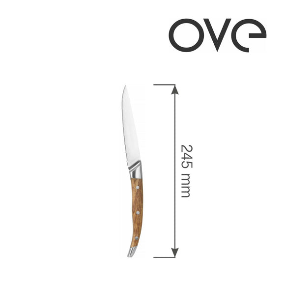 Biffkniv 245 mm, sett med 6 i gaveeske, rosintre