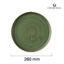 Steinstøpt tallerken med syrgrønn kant, 260 mm, Min. kjøp: 6-5