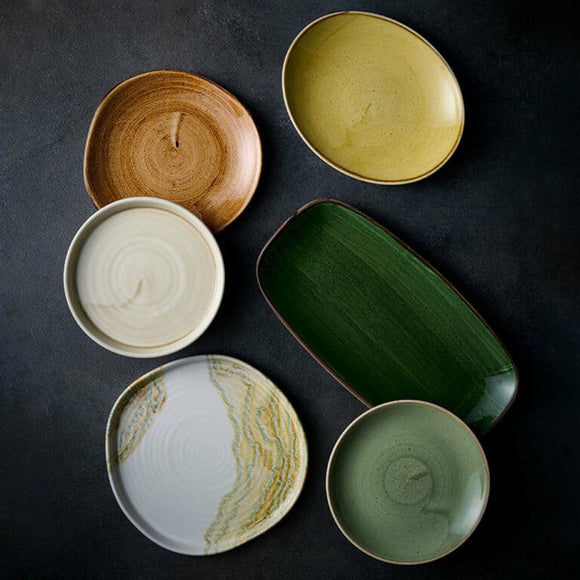 Rektangulær tallerken i steinstøpt syrgrønn, 300x150mm, Min. kjøp: 6