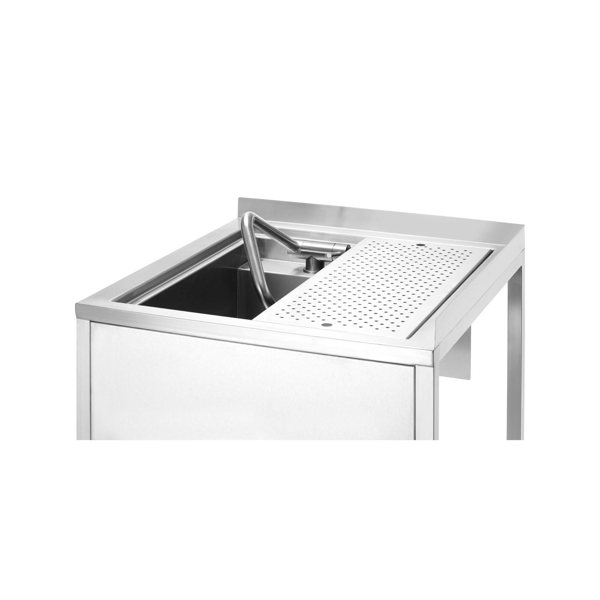 Oksygenhjørnestasjon med skjult oppvaskkum og muggeskyllemaskin, 650x650x(h)900mm
