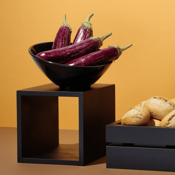 Skråstilt skål laget av melamin, svart, 233 x (h) 125 mm