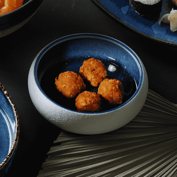 Goro hvit blå bolle 140 mm, Min. kjøp: 3