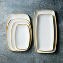 Støpt bygg Hvit avlang tallerken, 295x140mm, Min. kjøp: 6-8