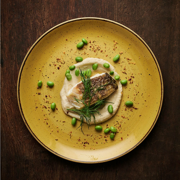 Stonecast sennepsgul kupétallerken, 320 mm