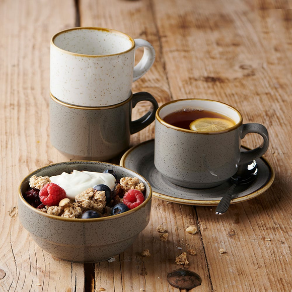 Grå tallerken i steinstøpt stål, 150 mm, Min. kjøp: 6