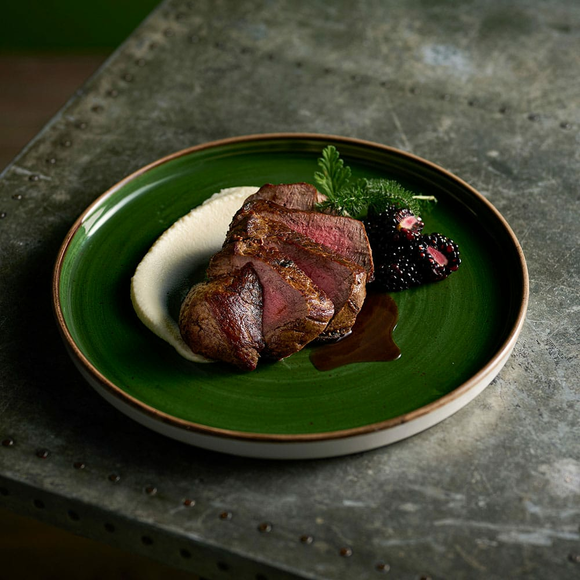 Steinstøpt tallerken med syrgrønn kant, 260 mm, Min. kjøp: 6