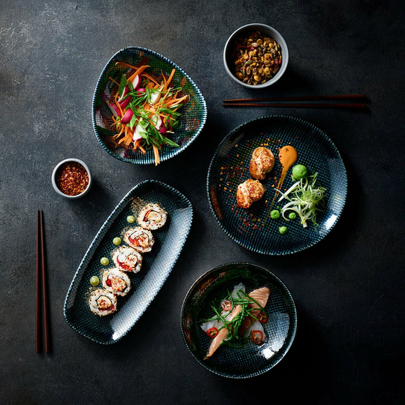 Astro Metallic Blå Trekantskål, 190 mm, Min. kjøp: 6