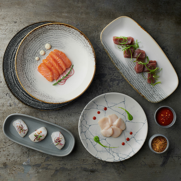 Homespun Accents Jasper Grey kokketallerken avlang, 298x153mm, Min. kjøp: 6