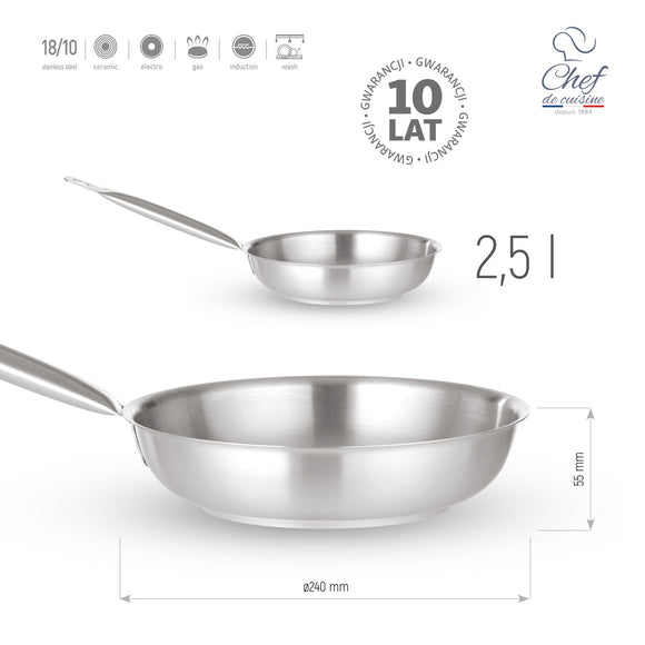 Stekepanne i rustfritt stål, 240 mm