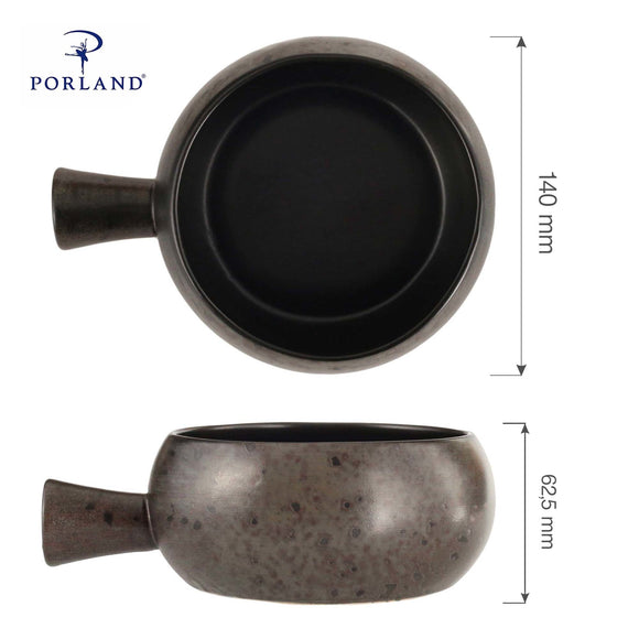 Skål med håndtak i jernstein, 140 mm, Min. kjøp: 6