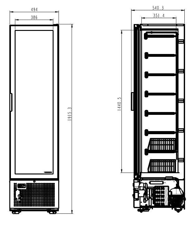 Fryseskap 1 glassdør sort 221l - for Storkjøkken - XL - Storkjøkken