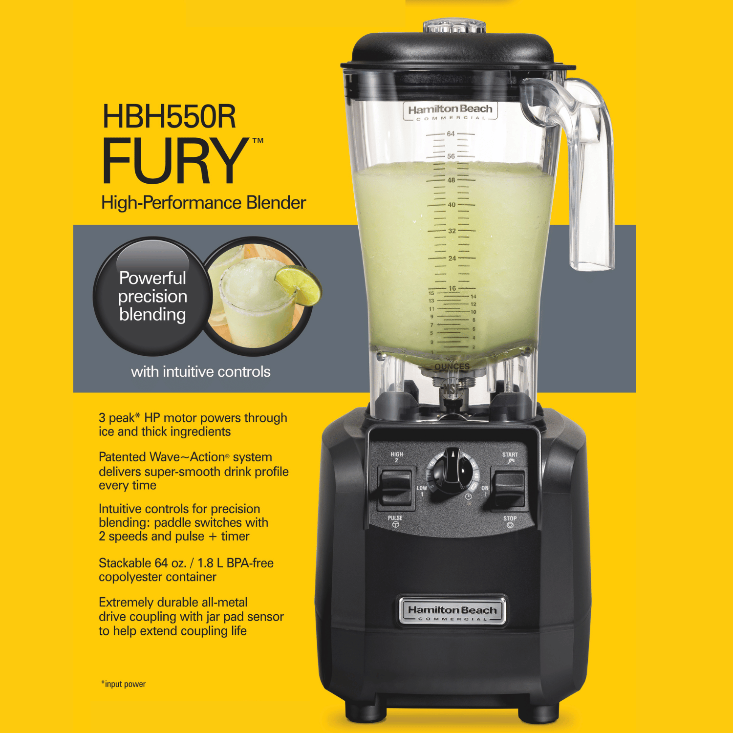 Fury høytytende blender, 178 x 203 x (H) 457 mm - for Storkjøkken - XL - Storkjøkken