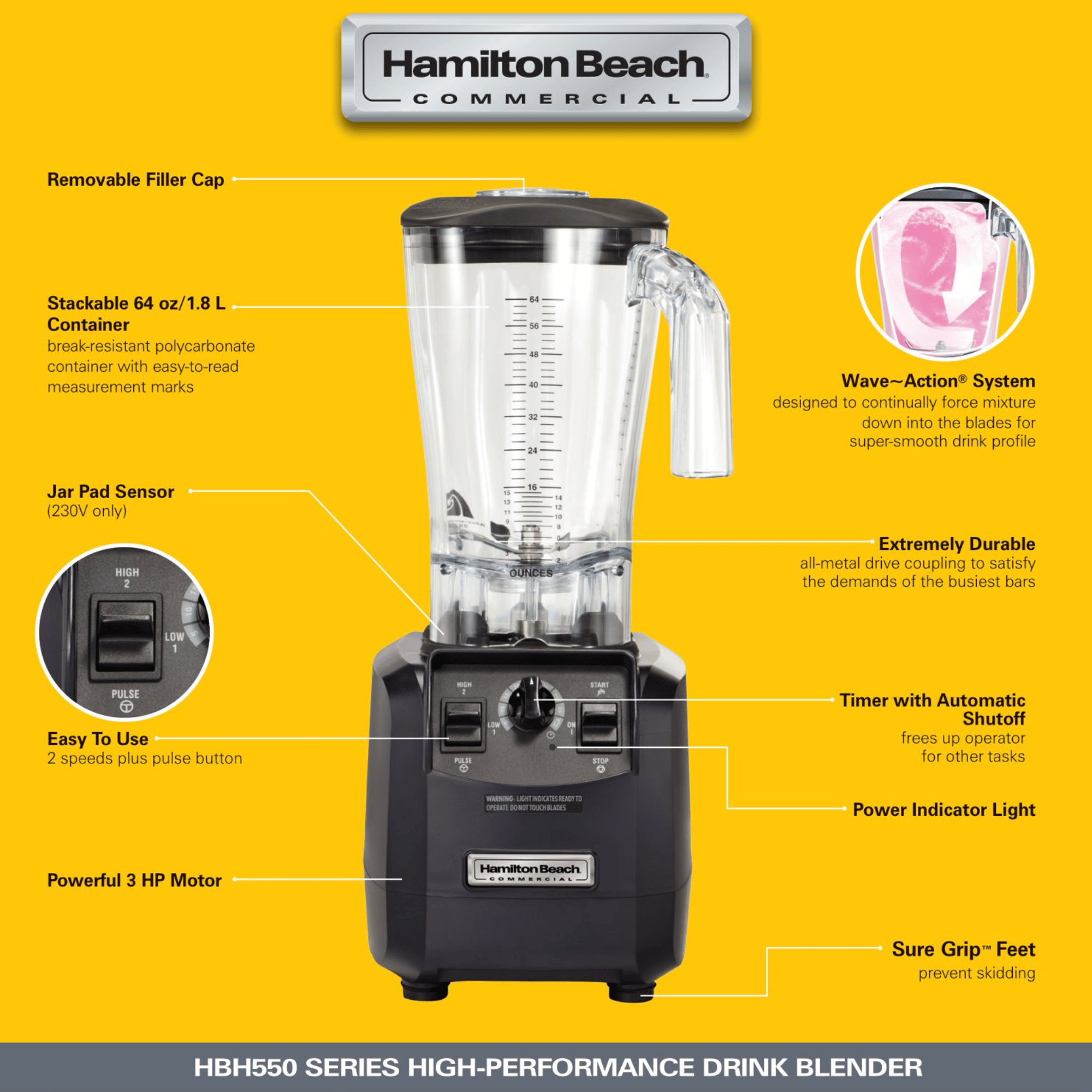 Fury høytytende blender, 178 x 203 x (H) 457 mm - for Storkjøkken - XL - Storkjøkken