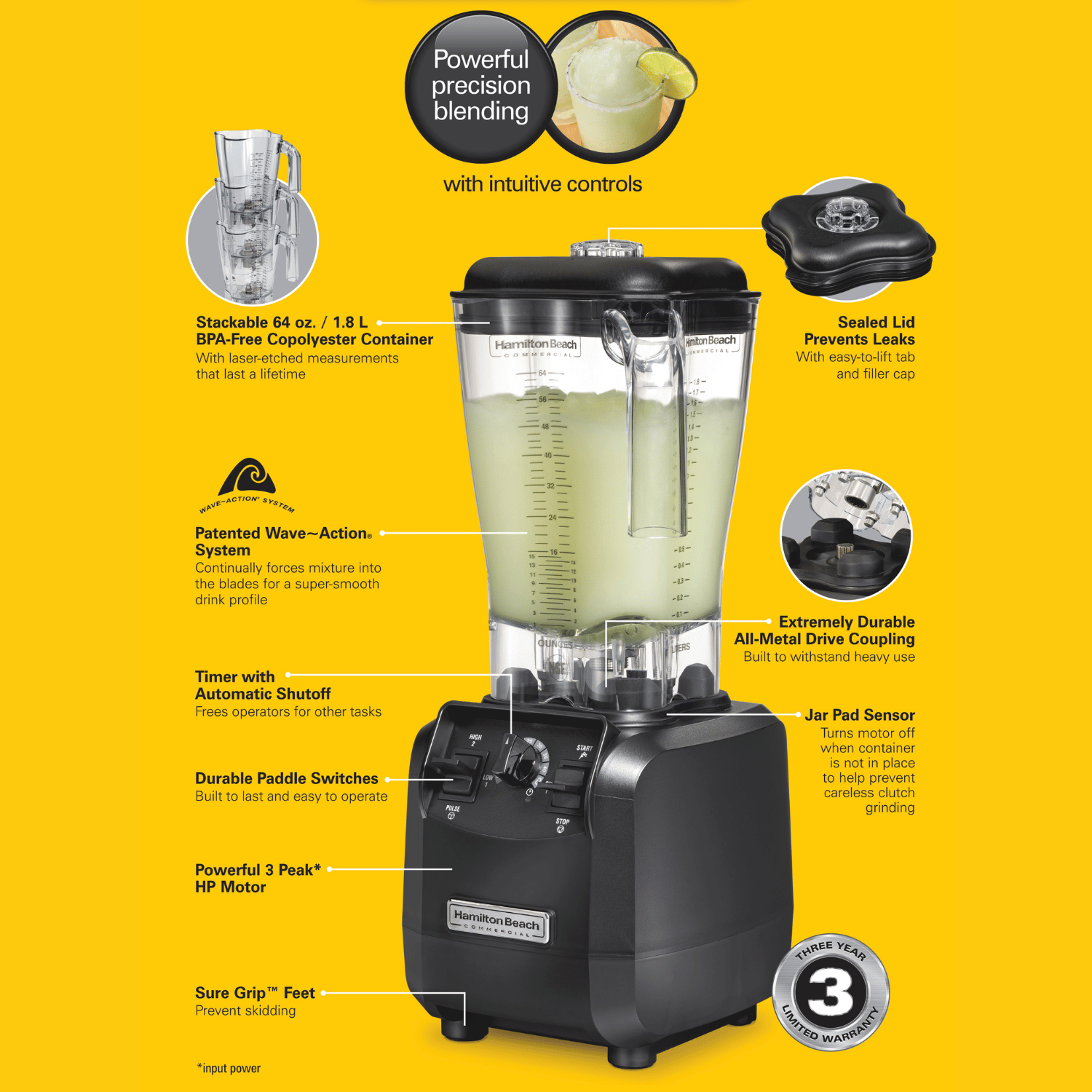 Fury høytytende blender, 178 x 203 x (H) 457 mm - for Storkjøkken - XL - Storkjøkken