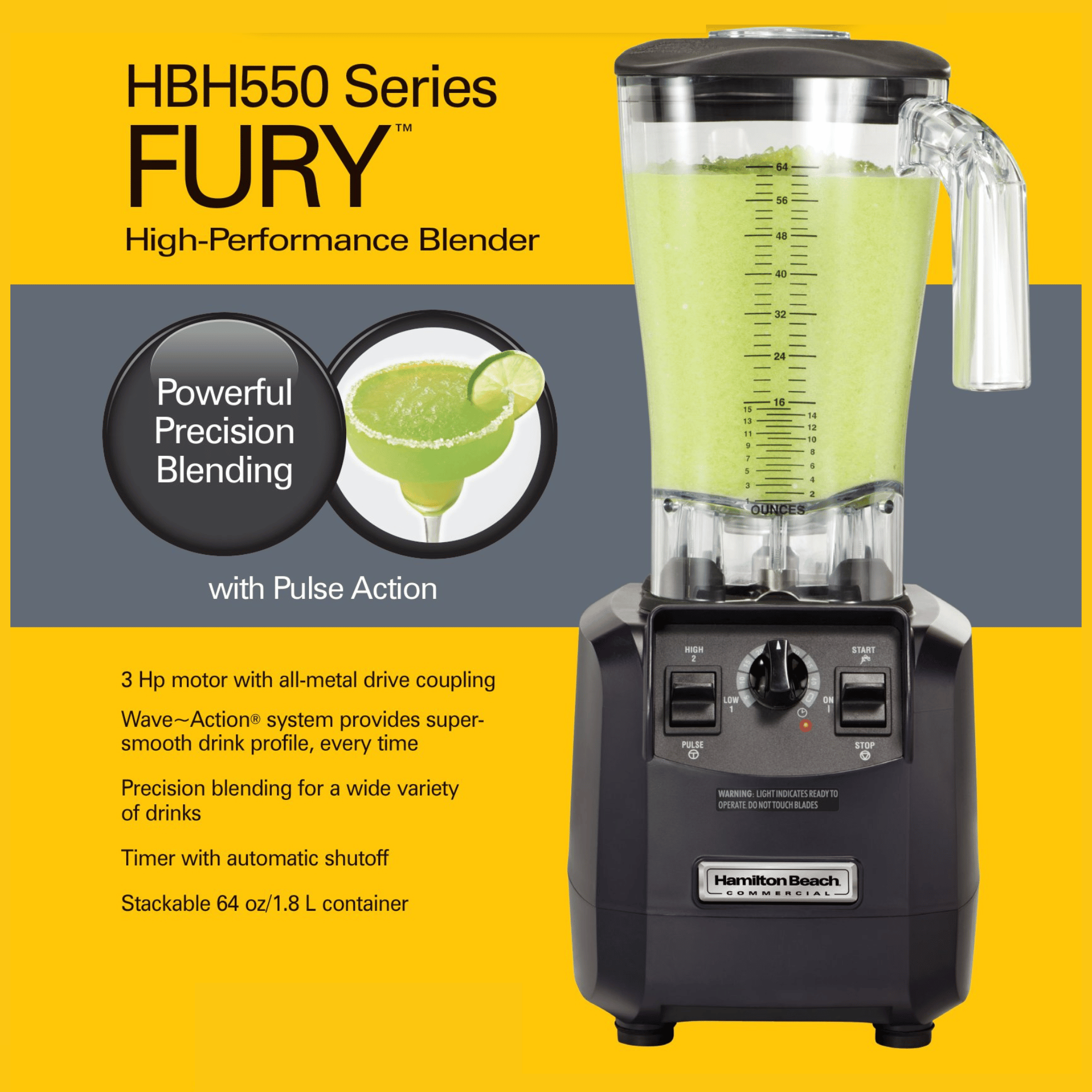 Fury høytytende blender, 178 x 203 x (H) 457 mm - for Storkjøkken - XL - Storkjøkken
