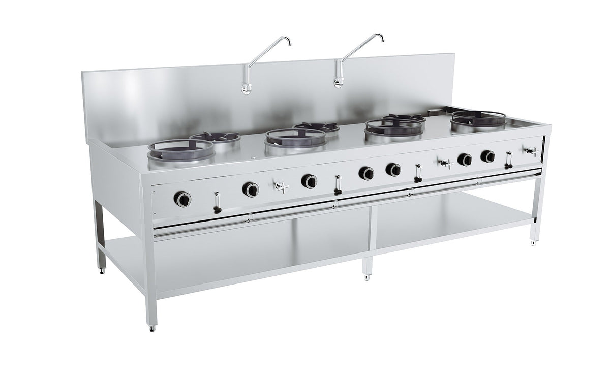 Gass wok bord 4x17kw + 3x9kw - for Storkjøkken - XL - Storkjøkken