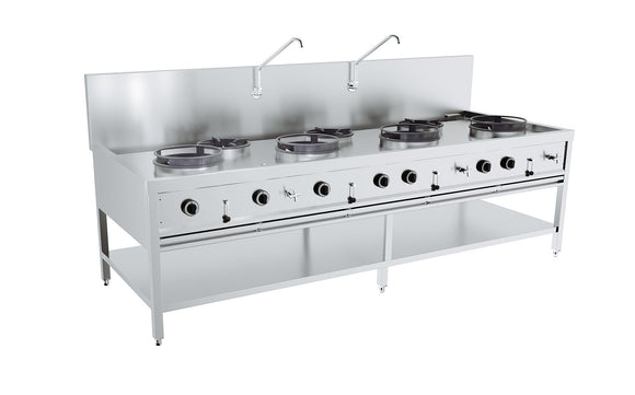 Gass wok bord 4x17kw + 3x9kw - for Storkjøkken - XL - Storkjøkken