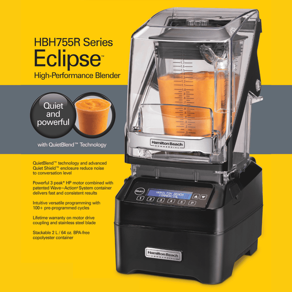 Hamilton Beach Commercial® Eclipse™ høytytende blender med 64 oz/2 l Wave~Action® - beholder – HBH755R - CE - serien - for Storkjøkken - XL - Storkjøkken