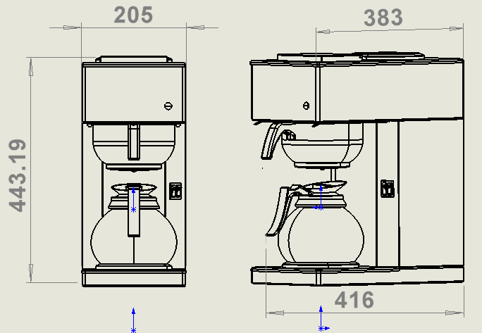 Kaffemaskin inkl. 1 kaffekanne i glass 1,8l - for Storkjøkken - XL - Storkjøkken