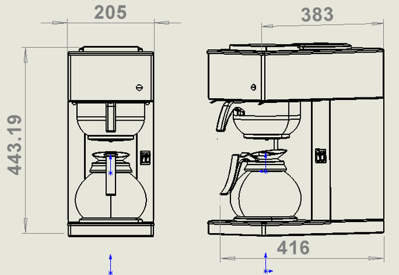 Kaffemaskin inkl. 1 kaffekanne i glass 1,8l - for Storkjøkken - XL - Storkjøkken