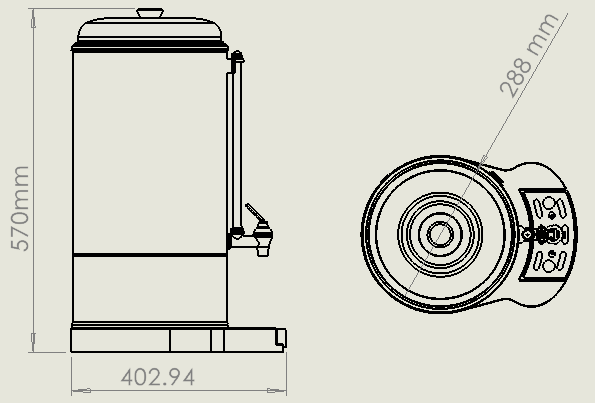 Kaffeperkolator dobbelvegg 10l - 60 kopper - for Storkjøkken - XL - Storkjøkken