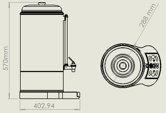 Kaffeperkolator dobbelvegg 10l - 60 kopper - for Storkjøkken - XL - Storkjøkken