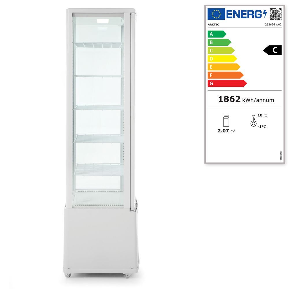 Kjøle vitrineskap 270L, Arktic, White, White, 230V/290W, 556x526X (H) 1913mm - for Storkjøkken - XL - Storkjøkken