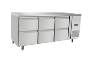 Kjøledisk, med 6 skuffer, 420L, 230V/400W, 1795x700x(H)879mm - for Storkjøkken - XL - Storkjøkken