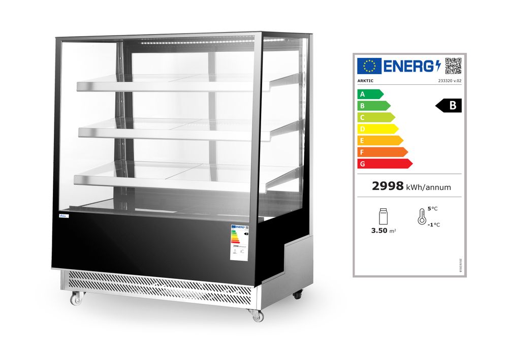 Kjølemonter med 3 skrå hyller, Arktic, 300L, 230V/480W, 650x805X (H) 1445mm - for Storkjøkken - XL - Storkjøkken