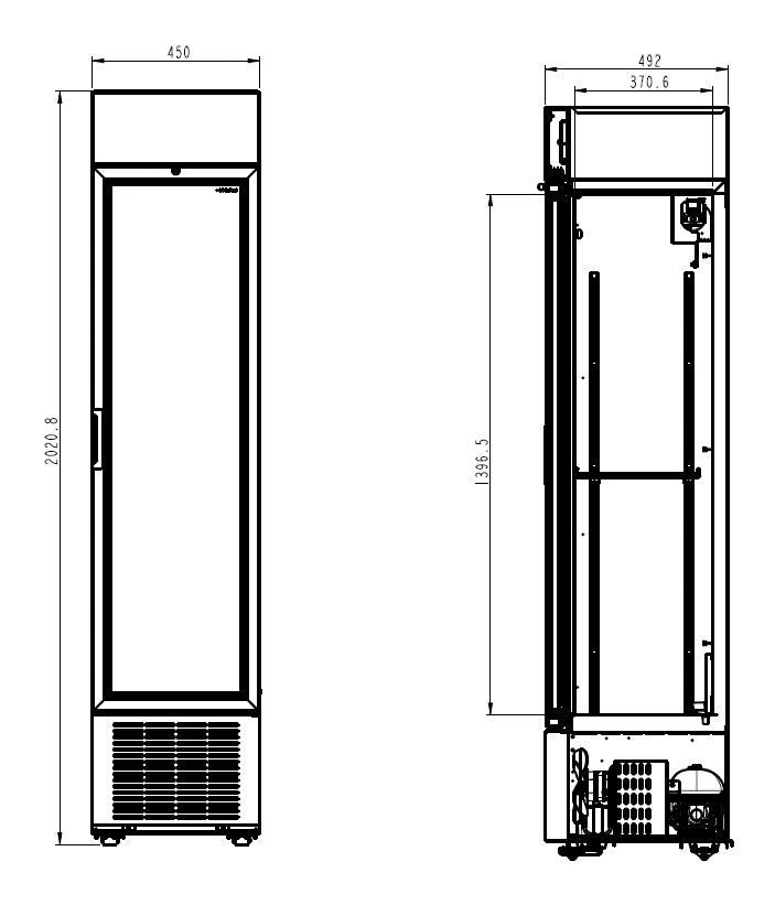 Kjøleskap 1 glassdør sort 232l *transport på forespørsel* - for Storkjøkken - XL - Storkjøkken