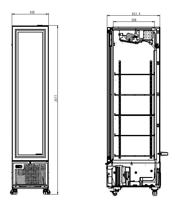 Kjøleskap 1 glassdør sort 348l *transport på forespørsel* - for Storkjøkken - XL - Storkjøkken
