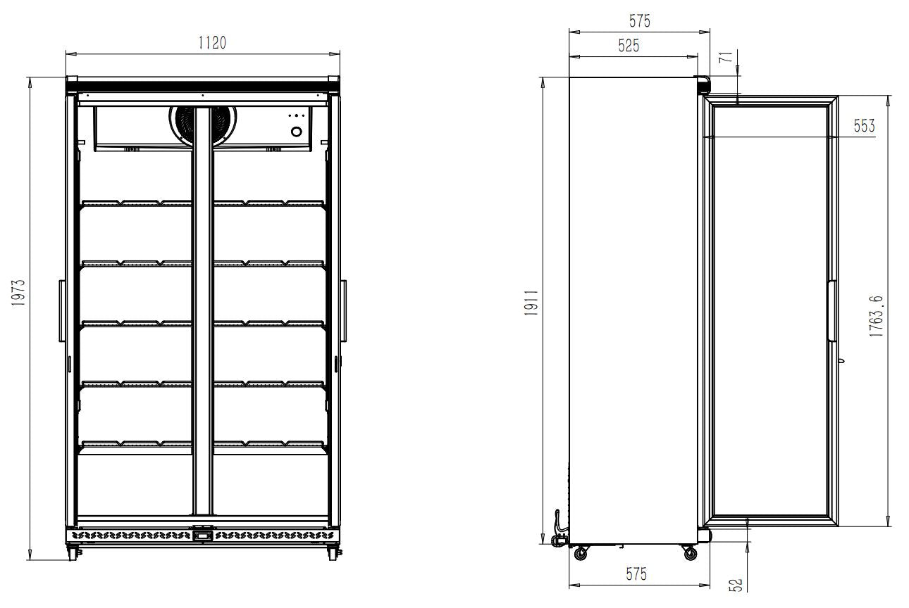 Kjøleskap 2 glassdører avl - 785r - for Storkjøkken - XL - Storkjøkken