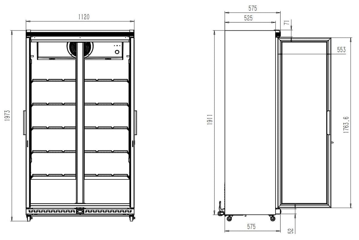 Kjøleskap 2 glassdører avl - 785r - for Storkjøkken - XL - Storkjøkken