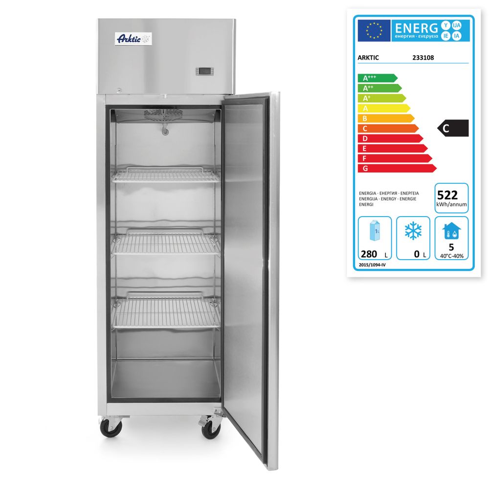 Kjøleskap enkeldør 410 L, 230V/290W, 600x740x(H)1950mm - for Storkjøkken - XL - Storkjøkken