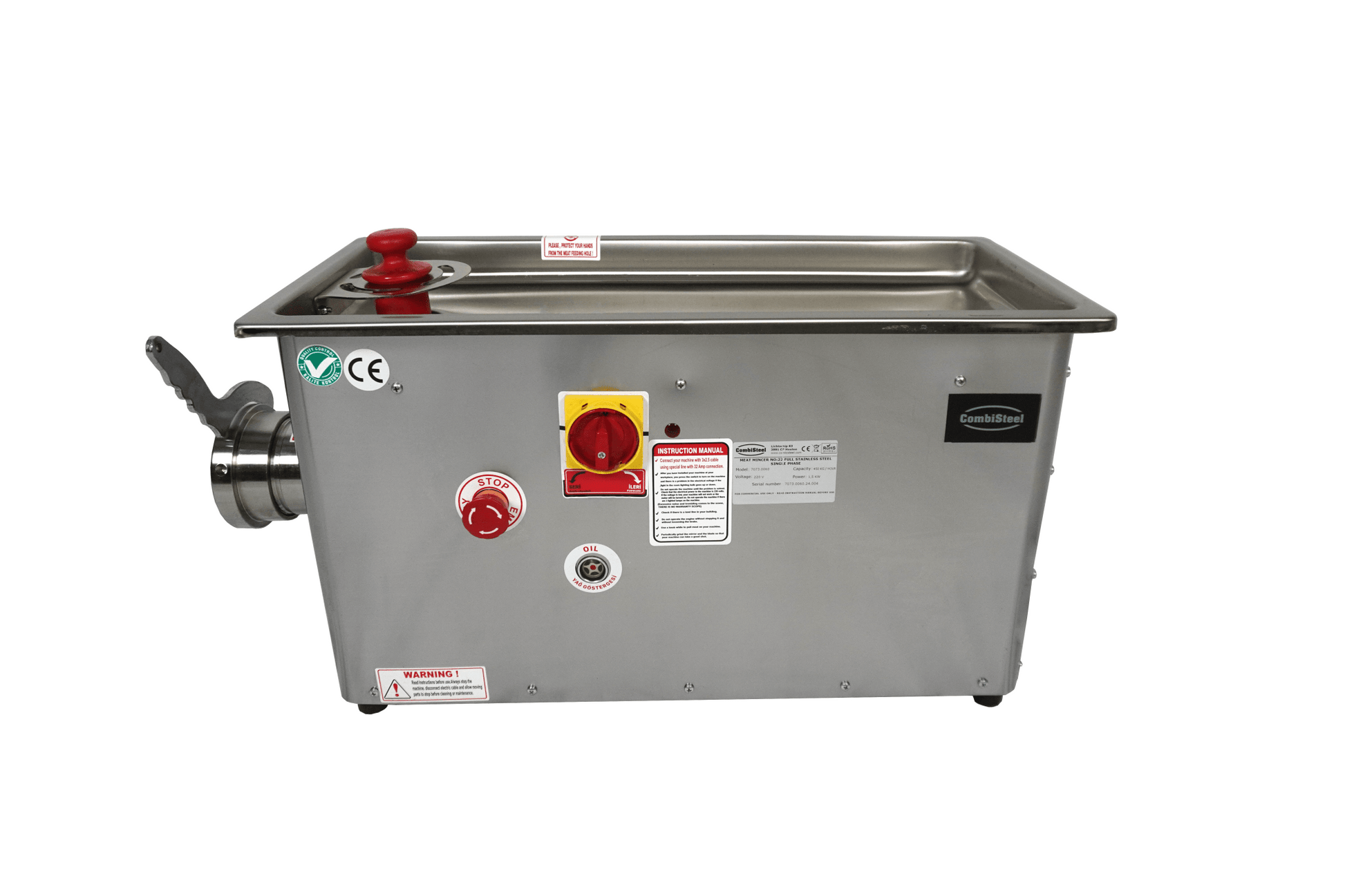 Kjøttgrinner 22 - 450kg/h 230v - med fast hode - for Storkjøkken - XL - Storkjøkken