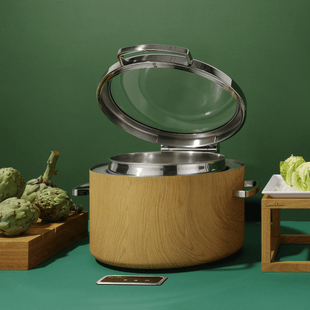 Madeira De Luxe induksjonsvarmefat rund 11l med glasslokk - for Storkjøkken - XL - Storkjøkken