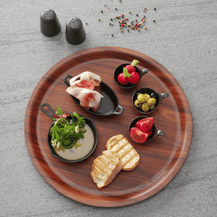 Montana sklisikkert brett med høy kant, valnøtt – rundt, 420 mm - for Storkjøkken - XL - Storkjøkken