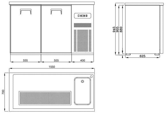 Ølbenk 2 dører 1r - for Storkjøkken - XL - Storkjøkken