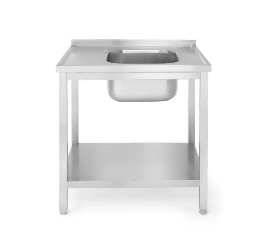 Oppvask bord enkelt med hylle - for selvmontering, venstre side, 800x600x (h) 850mm - for Storkjøkken - XL - Storkjøkken