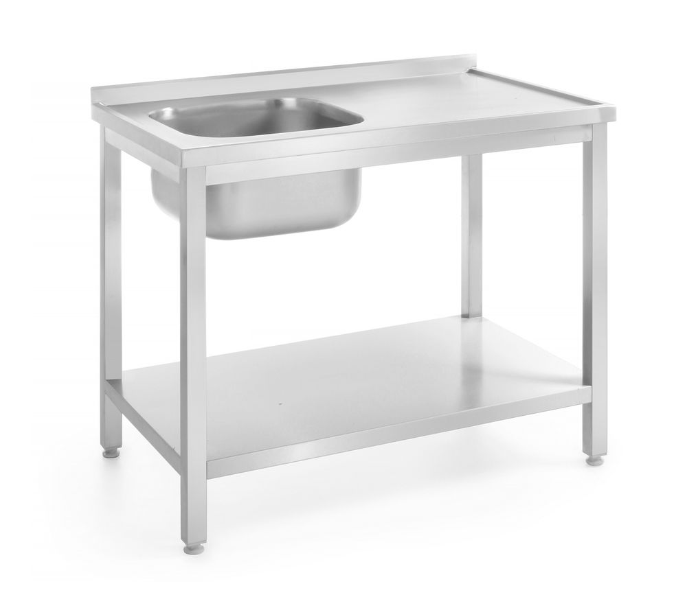 Oppvaskbord med hylle – boltet, dybde 600 mm, sentrert, 600x600x(H)850mm - for Storkjøkken - XL - Storkjøkken