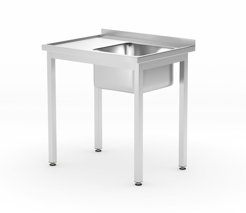 Oppvaskbord med hylle – boltet, dybde 600 mm, sentrert, 600x600x(H)850mm - for Storkjøkken - XL - Storkjøkken