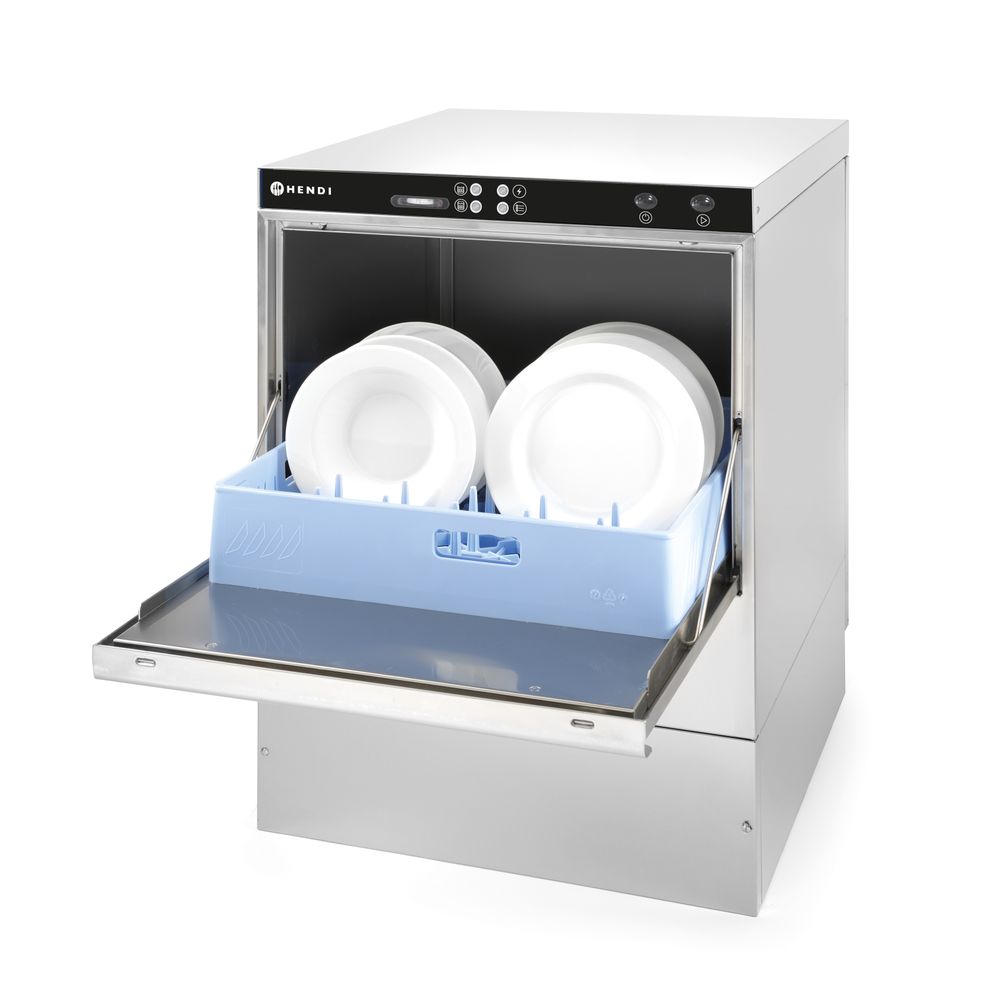 Oppvaskmaskin 50x50 - Elektromekanisk kontroll, med vaskemiddelpumpe, 400V/6600W, 600x570X (H) 830mm - for Storkjøkken - XL - Storkjøkken