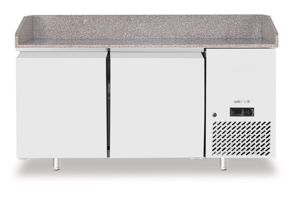 Pizzakjølebord med benkeplate i granitt, 2 - dørs, 250L, Granitt, 230V/250W, 1510x800x(H)875mm - for Storkjøkken - XL - Storkjøkken