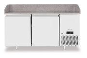 Pizzakjølebord med benkeplate i granitt, 2 - dørs, 250L, Granitt, 230V/250W, 1510x800x(H)875mm - for Storkjøkken - XL - Storkjøkken