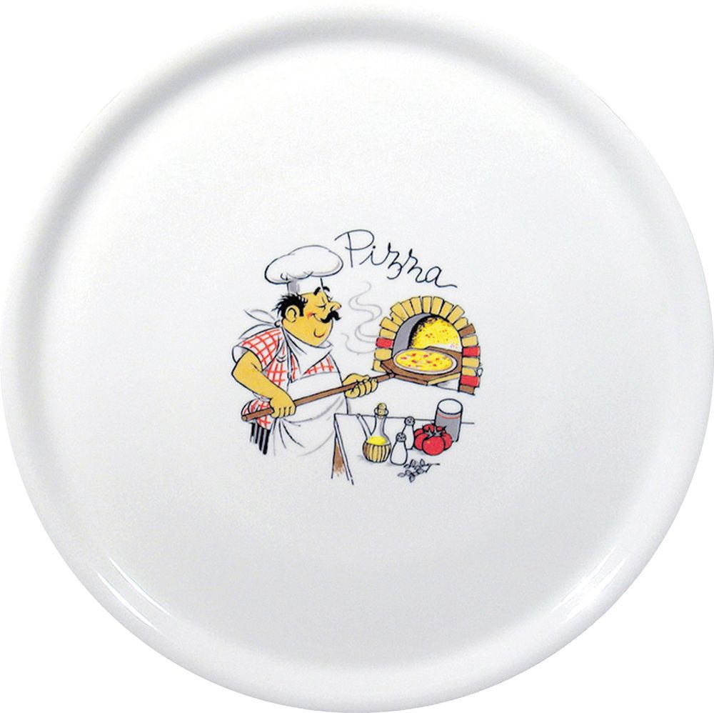 Pizzatallerken - Speciale - Hvit m/motiv - 330mm, Min. kjøp: 6 - for Storkjøkken - XL - Storkjøkken