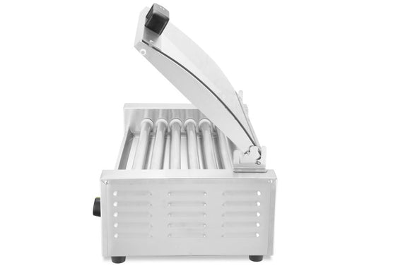 Pølserullegrill, 1 - sone med energisparende lokk, 7 ruller, 230V/620W, 566x375x(H)259mm - for Storkjøkken - XL - Storkjøkken