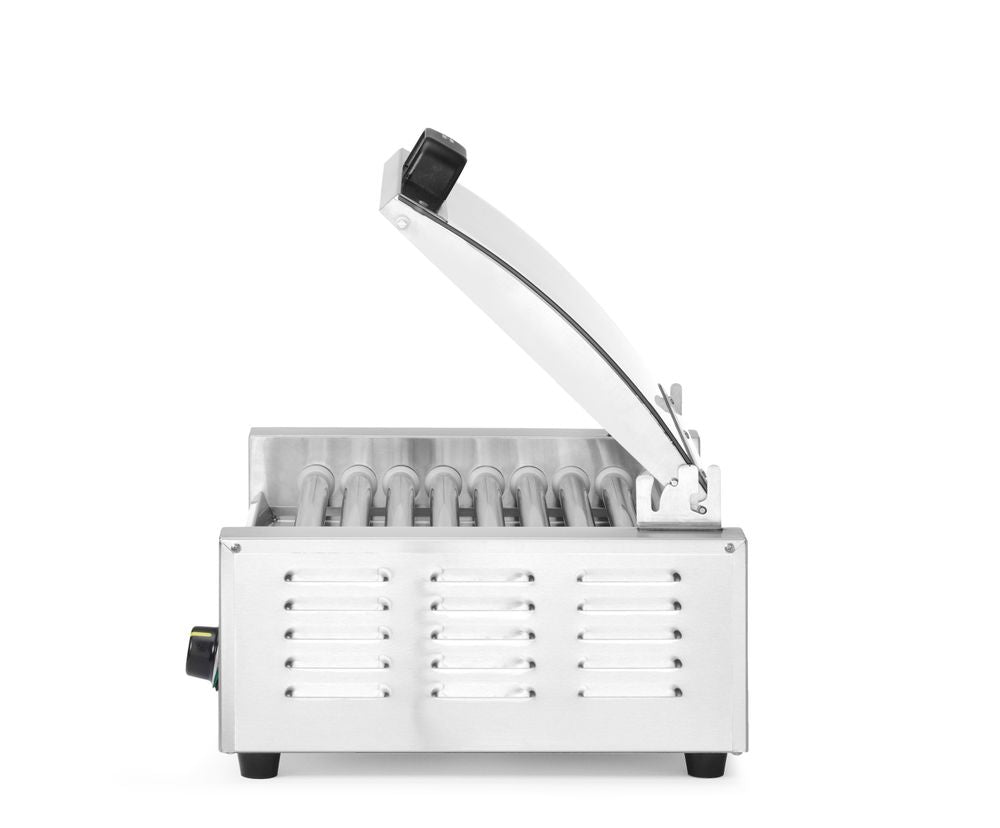 Pølserullegrill, 1 - sone med energisparende lokk, 9 ruller, 230V/790W, 566x450x(H)259mm - for Storkjøkken - XL - Storkjøkken